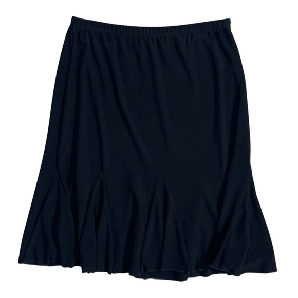 Susan Lawrence Stretch Knit Skirt Size S Small Black Dart Hem Pull-on - Picture 1 of 5